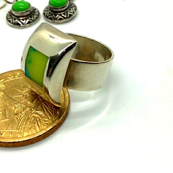 Sterling silver matching set..teardrops with sherbet designers stones - Picture 5 of 6